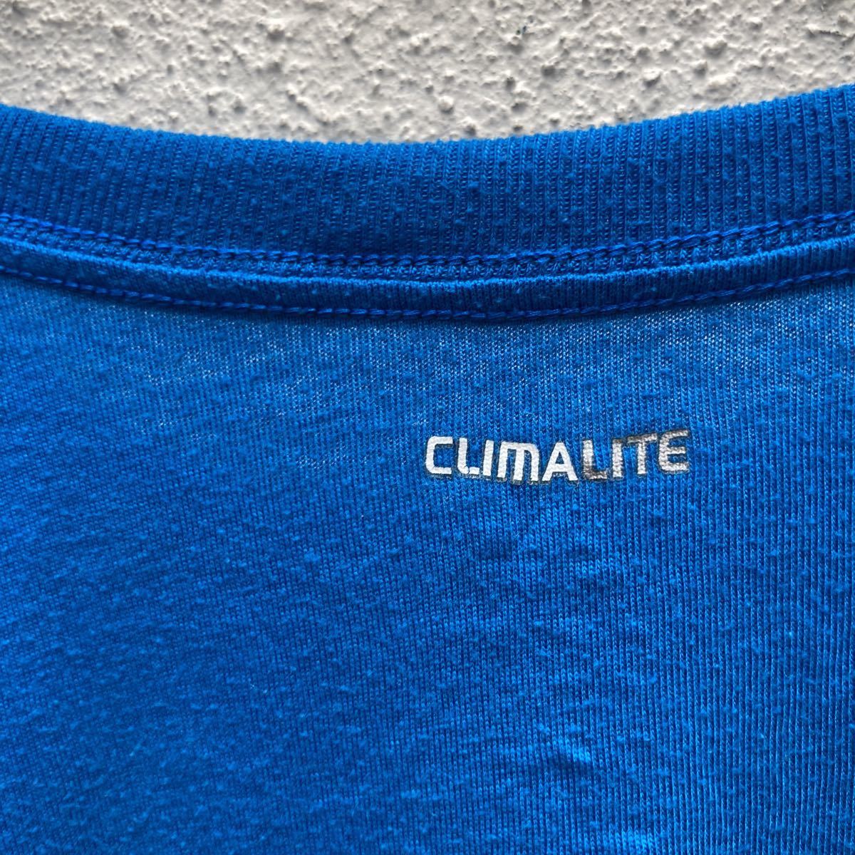 adidas CLIMA LITE プリント ロゴTシャツ Lサイズ アディダス スポーツ 青 ブルー 古着卸 アメリカ仕入 a506-6265_画像7