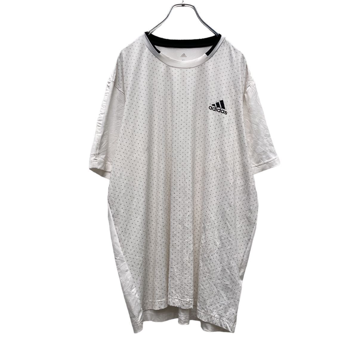 adidas 半袖 プリント Tシャツ XL ホワイト ブラック ドット アディダス ロゴ スポーツ ビッグサイズ 古着卸 アメリカ仕入 a506-6755_画像1