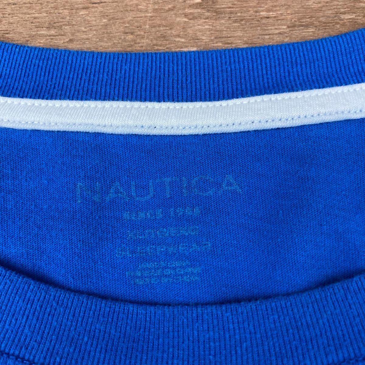 NAUTICA 半袖 ロゴ Tシャツ XL ブルー ブラック ノーティカ ワンポイント ビッグサイズ ストリート 古着卸 アメリカ仕入 a506-6823_画像9