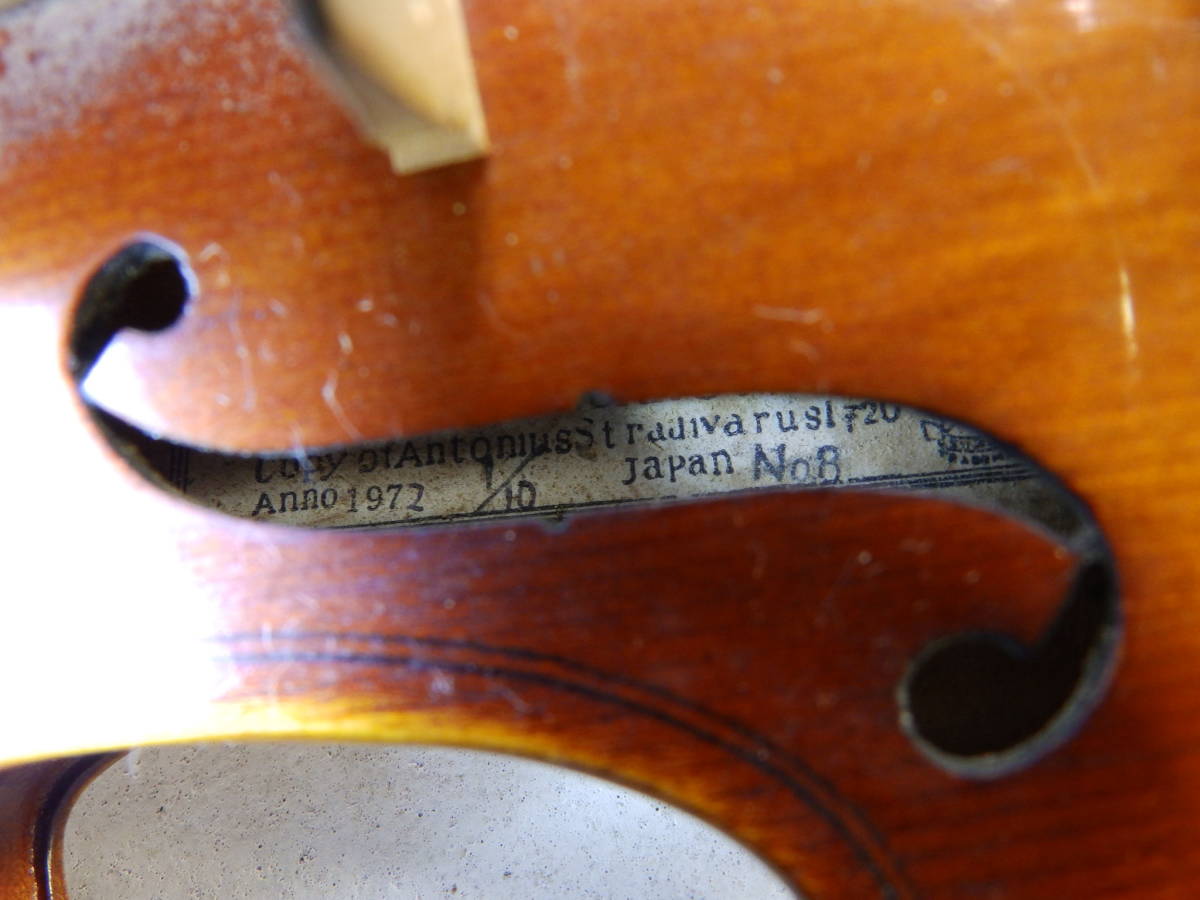 kiso suzuki Violin バイオリン Copy of Antonius Stradivarusl f20 anno1972 1/10 japan No8 全長39cm 弓45.5cm(37.5cm) 中古！_画像6