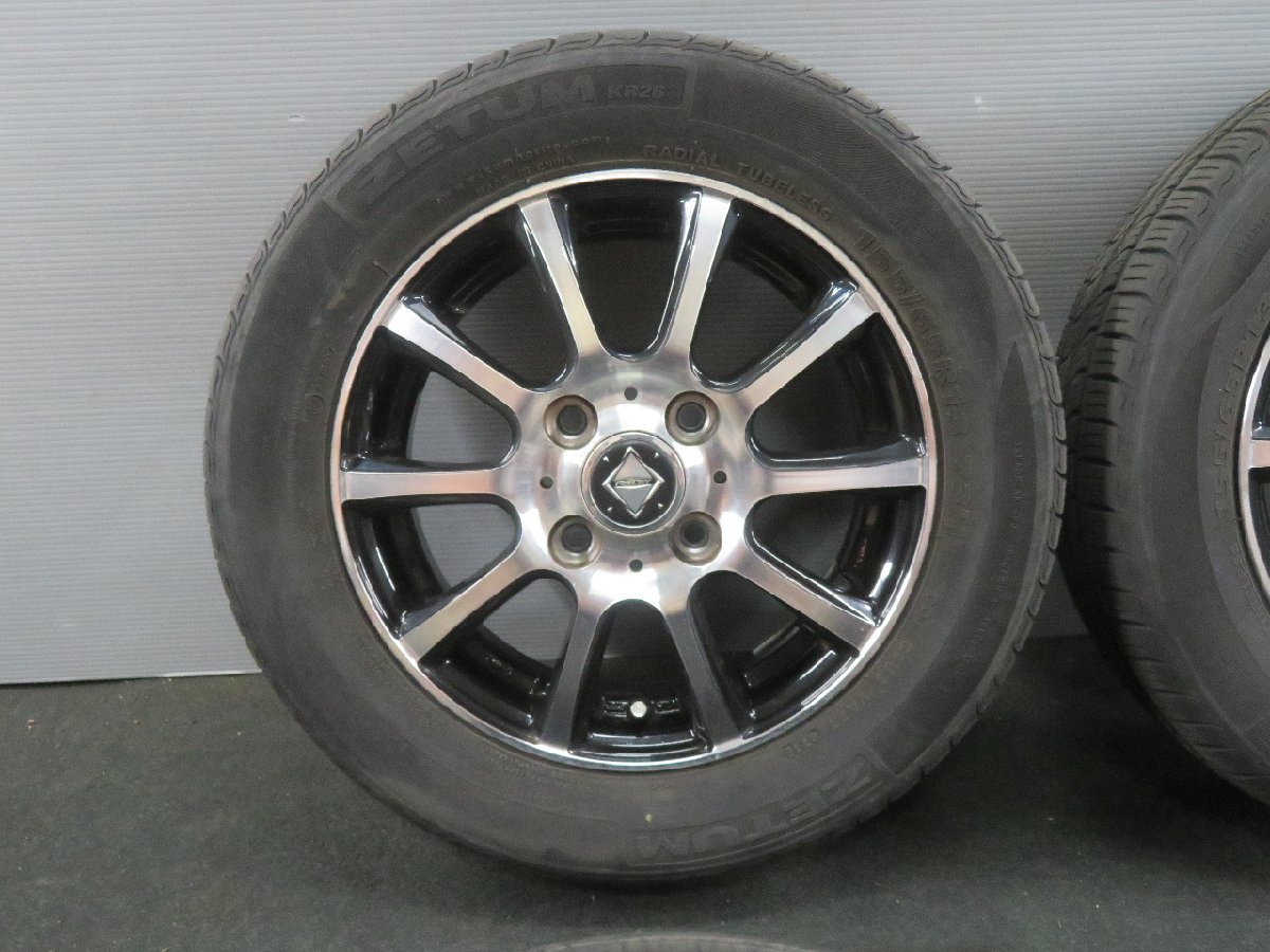 【即決】★送料込★ Weds RIZLEY 13X 4J +45 4H 100PCD ホイール ZETUM KR26 タイヤ付 中古 10622_画像3