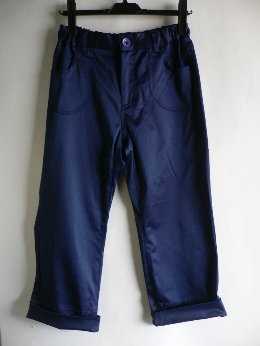  new goods DEBUTTO dark blue LL( debut ) stretch satin pants spangled beautiful eyes 13 number 