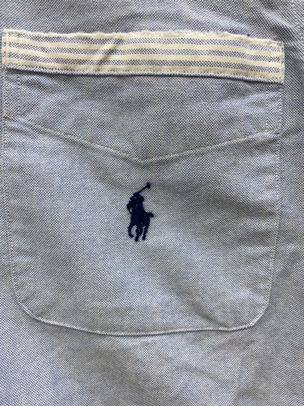 RALPH LAUREN ラルフローレン　ブルー　メンズ　XS ボタンダウン 長袖シャツ　チェック　ロングスリーブ　古着　襟スレ 1209000014294_画像4