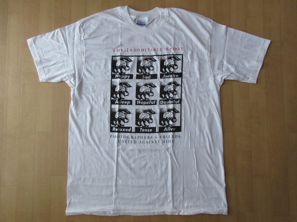 90's USA製 Barbara Kruger FOTOFOLIO UNITED AGAINST AIDS Tシャツ XL白 バーバラ クルーガー エイズ フォトART芸術 写真 現代美術 美術館_UNITED AGAINST AIDS・Tシャツ表面