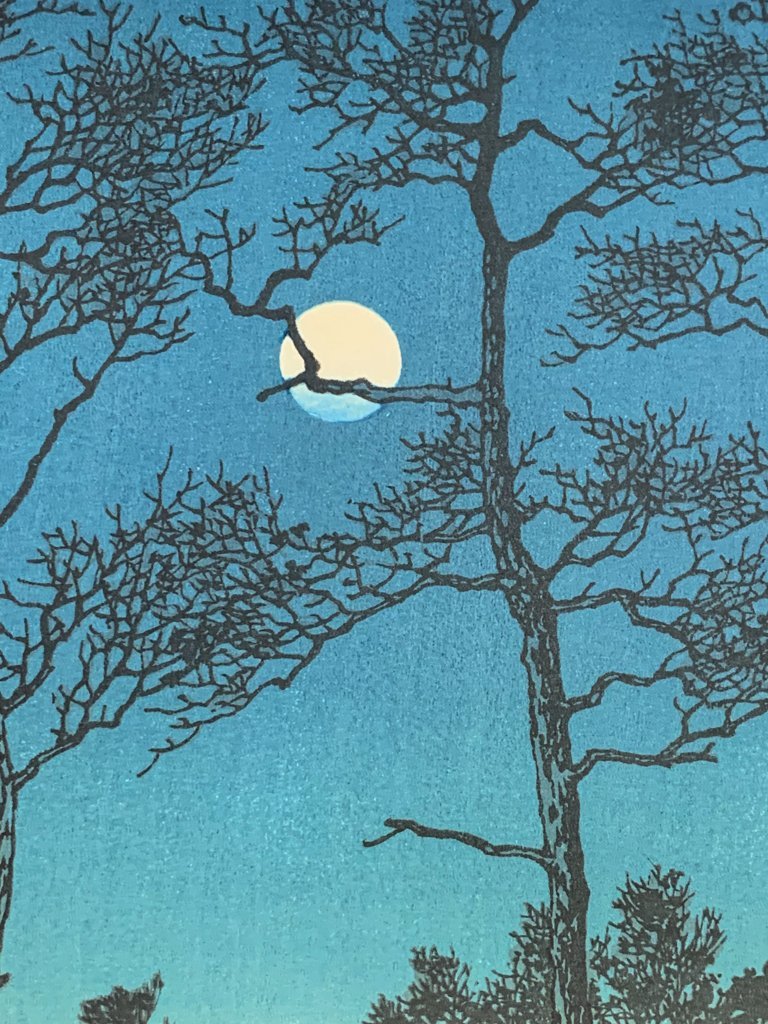 SHIN】川瀬巴水「冬の月(戸山ヶ原)」 木版画 昭和6 (1931) 年 SHIN】川瀬巴水「冬の月(戸山ヶ原)」 木版画 昭和6 (1931) 年