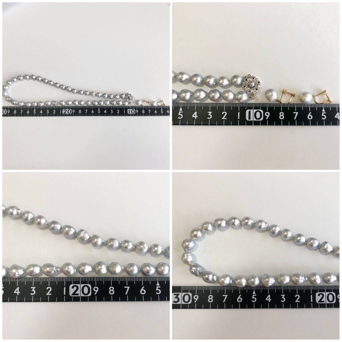 K18/SV あこや真珠 バロック ネックレス イヤリング セット