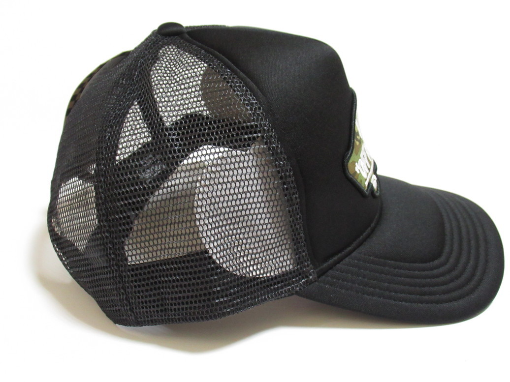 VANS キャップ 帽子 メッシュ 黒 迷彩 フリーサイズ バンズ スケボー チェッカー 刺繍 ワッペン ストリート ユニセックス VA17SFW-MA09