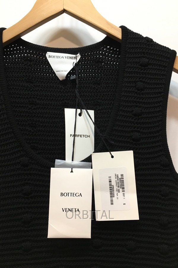 経堂) Bottega Veneta ボッテガヴェネタ 648560 V0DW0 1000 ノースリーブ ワンピース S ブラック イタリア製_画像4