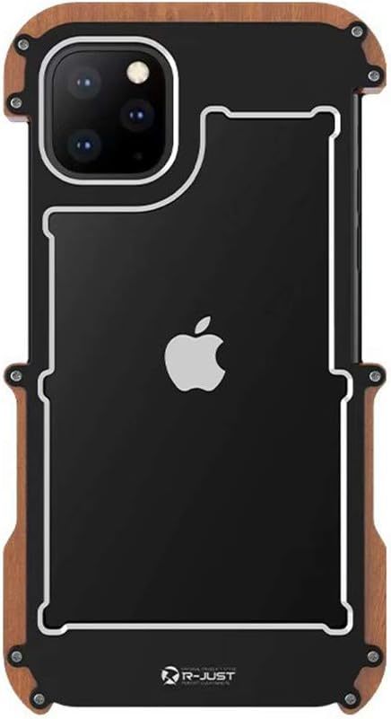 天然木 iPhone 11/11pro/11pro max ケース金属 質感 アルミ合金バンパー 木製バンパー 耐衝撃 ネジ装着式 スマホバンパー 頑丈_画像2