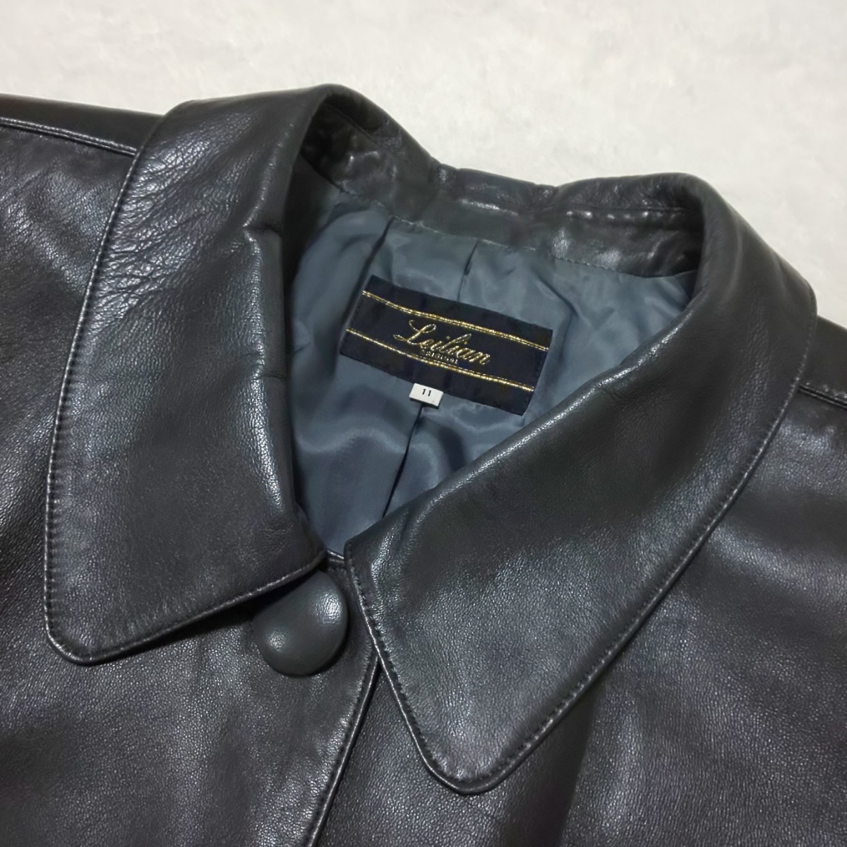 【極美品/希少】Leilian レリアン ラムレザーコート レザージャケット 革ジャン 羊革 ブラック 黒 11/L レディース