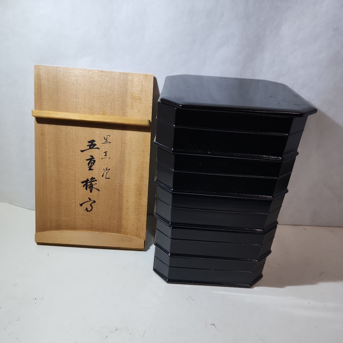 茶道具 五段 お重 塗師 浄白 布摺 炉縁共箱 五重 | anjale.lk
