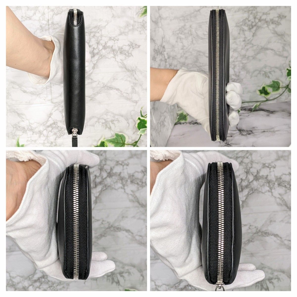 《極美品》バレンシアガ ラウンドファスナー 長財布 ラムスキン ブラック 白ロゴ イタリア製