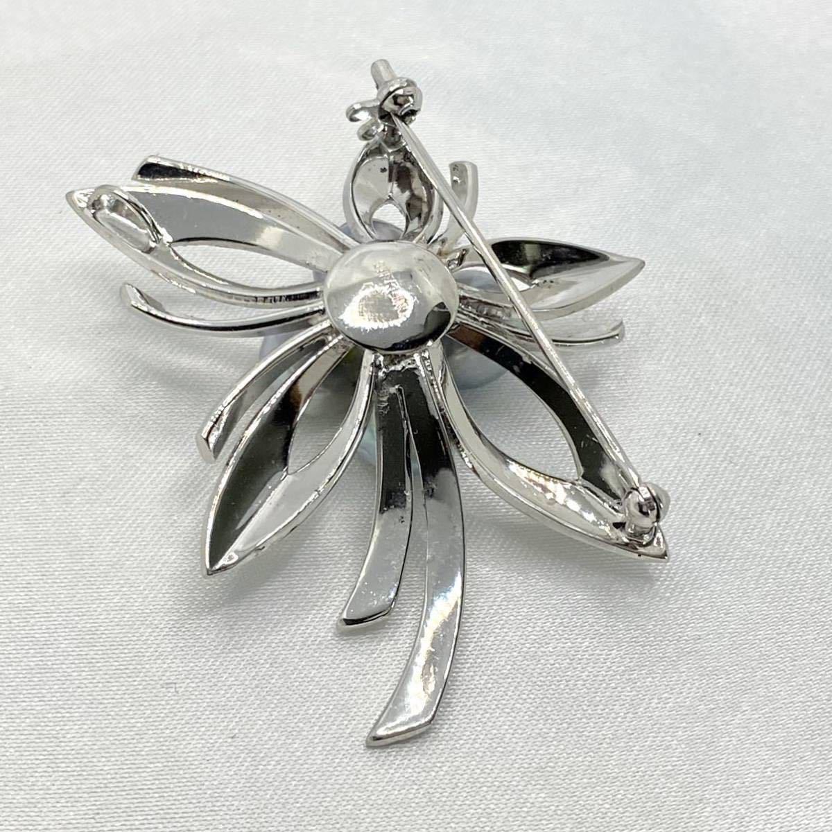 STERLING 刻印 本真珠 真珠 グレー パール あこや ブローチ スターリングシルバー SILVER 925 vintage ヴィンテージ アクセサリー 装飾品_画像6