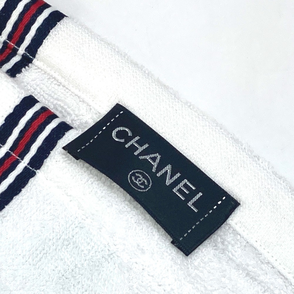 CHANEL シャネル 16S CC ココマーク フリンジ ビーチタオル インテリア バスタオル ひざかけ タオル コットン ホワイト 【中古】未使用_画像5