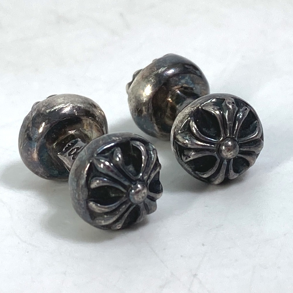 CHROME HEARTS Chrome Hearts аксессуары CUFFS BARBELL запонки штанга Cross мяч 2 шт. комплект запонки SV925 серебряный мужской [ б/у ]