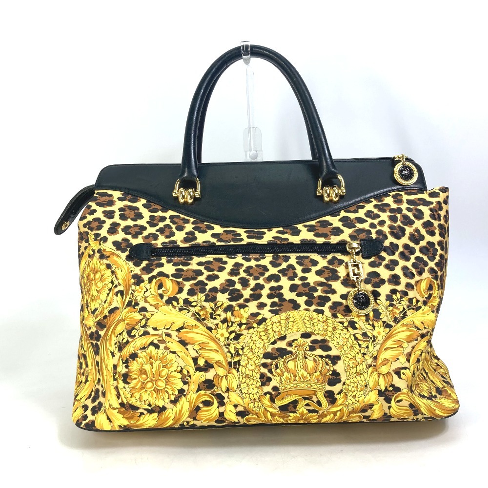 VERSACE ヴェルサーチ ヴィンテージ レオパード ヒョウ柄 豹 肩掛け トートバッグ ショルダーバッグ PVC/レザー【中古】_画像2