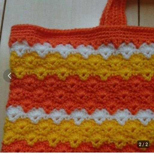 ハンドメイド☆手編みのミニバッグ♪模様編み かぎ針編み