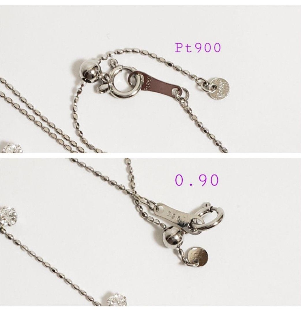 新品☆PT☆0.90ct 天然ダイヤモンド☆ ステーション ネックレス45cmスライド式アジャスター