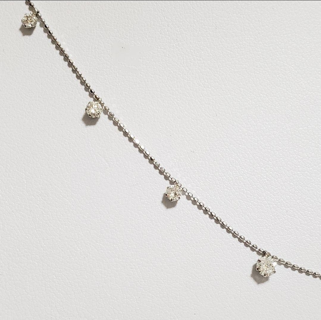新品☆PT☆0.90ct 天然ダイヤモンド☆ ステーション ネックレス45cmスライド式アジャスター