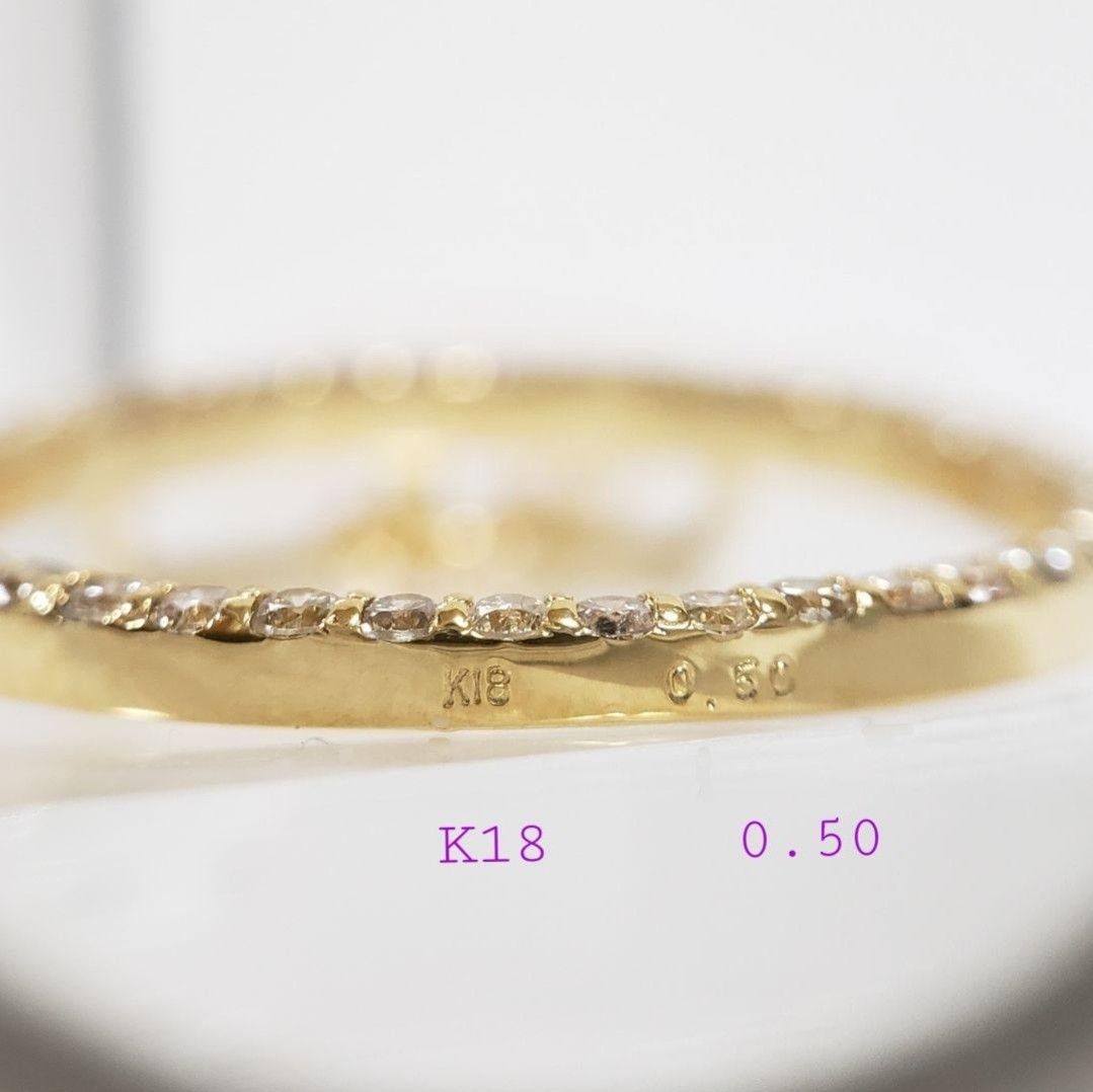 SALE☆更に5%オフ☆新品☆K18 天然ダイヤモンド 60cmロング☆大ぶりサークル 0.50ct