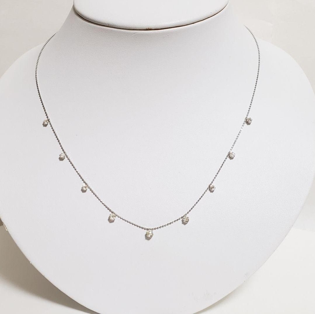 新品☆PT☆0.90ct 天然ダイヤモンド☆ ステーション ネックレス45cmスライド式アジャスター
