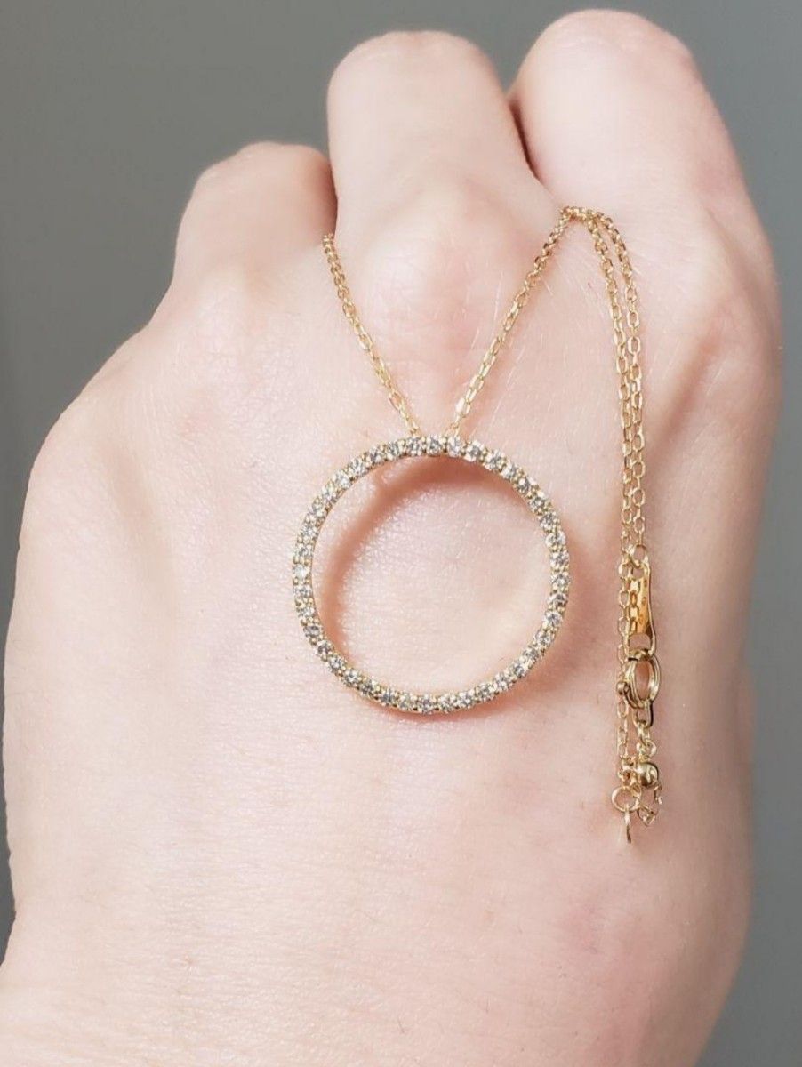 新品☆K18 天然ダイヤモンド 60cmロング☆大ぶりサークル 0.50ct