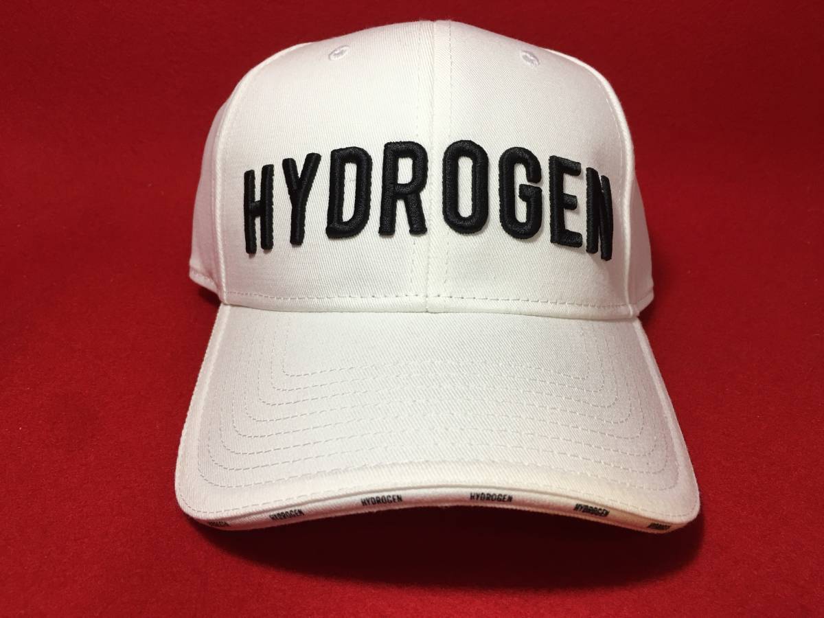 新品 HYDROGEN ハイドロゲン 帽子 白X黒 ホワイト WHITE 刺繍 ICON CAP ネーム ロゴ キャップ 野球 ゴルフ スポーツ ライン 珍品 正規品