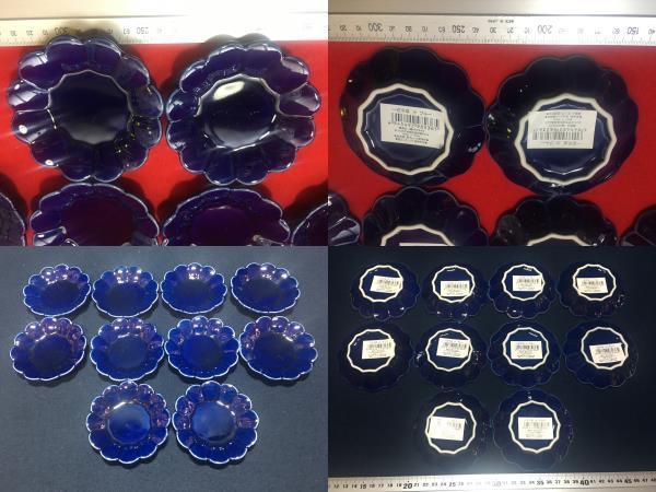 10個 新品 客 花平皿 小皿 平皿 花柄 12葉 丸形 瑠璃色 藍色 ベロ藍 ブルー 青色 小型 取り皿 手塩皿 焼き物 陶器 食器 レンジ 食洗器 可能_画像10