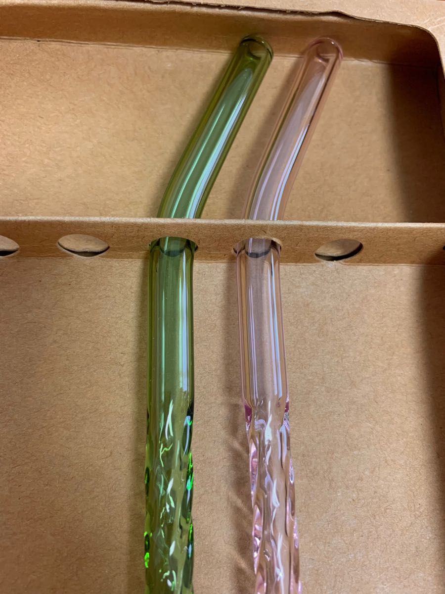ZARA HOME カラー ボロシリケイトガラス カラフル ストロー　緑　ピンク