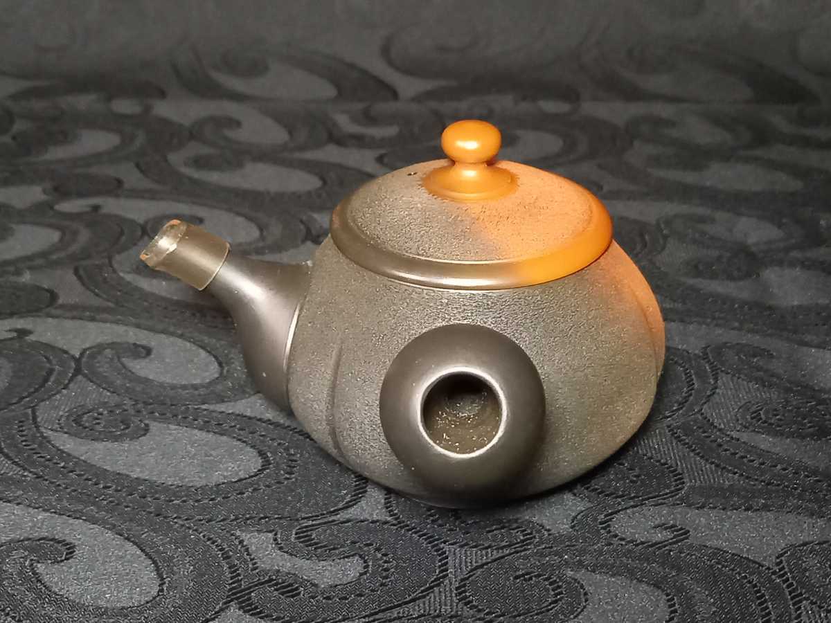 常滑焼 桜山造 「水上清」茶注 横手急須 寿桃壺/ 茶道具 煎茶道具 急須