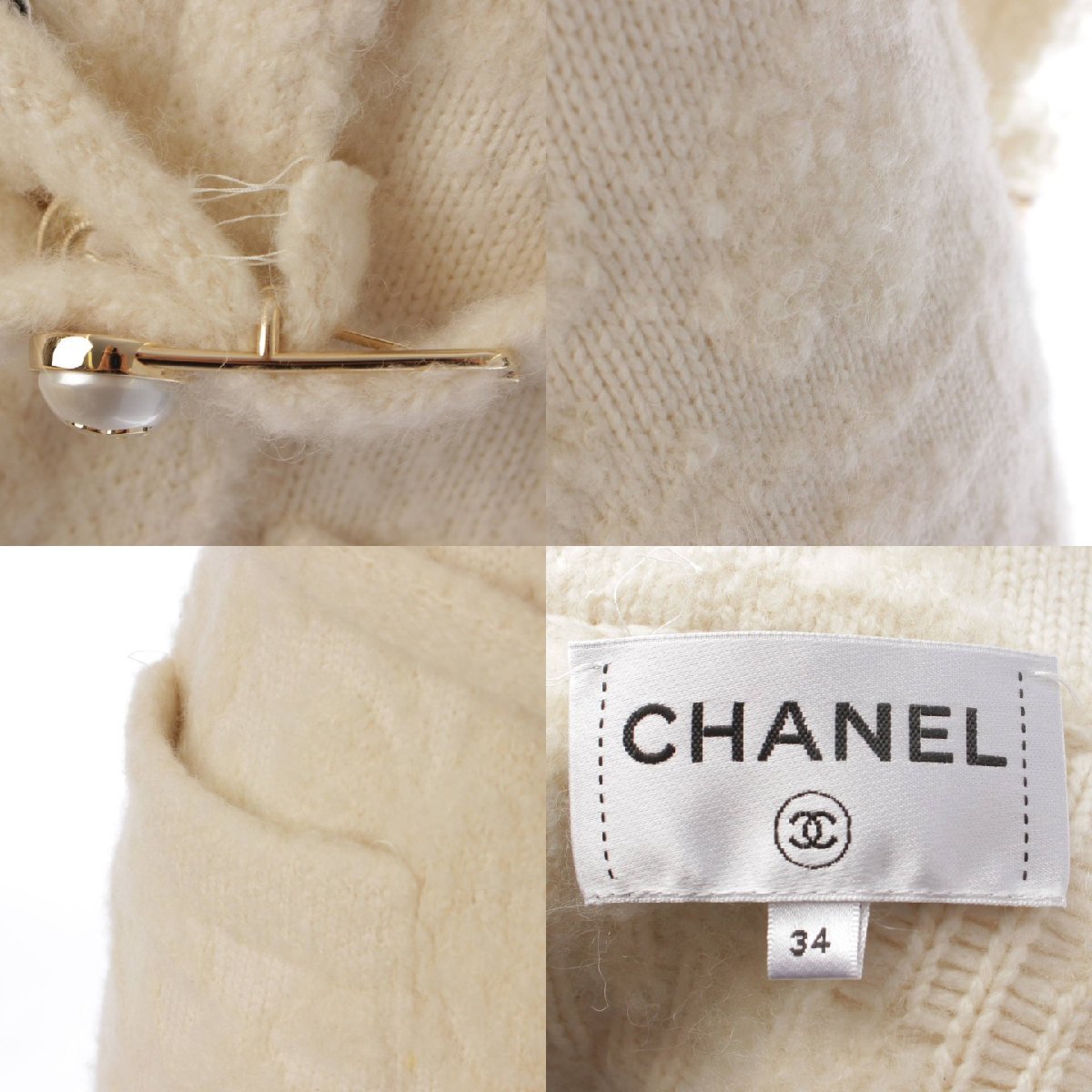 [ Chanel ]Chanel здесь кнопка вязаный кашемир альпака bell tedo пальто P65195 белый 34 [ б/у ][ стандартный товар гарантия ]182118