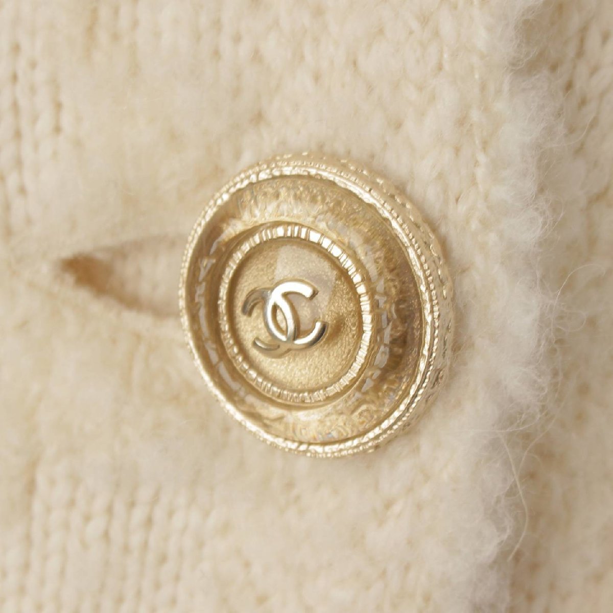 [ Chanel ]Chanel здесь кнопка вязаный кашемир альпака bell tedo пальто P65195 белый 34 [ б/у ][ стандартный товар гарантия ]182118