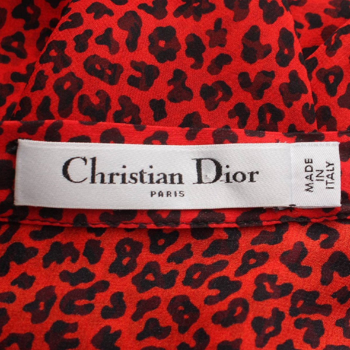 【ディオール】DIOR　21年 レオパード シルク ロングスカート 141J01A6762 レッド 34 【中古】【正規品保証】183946_画像7