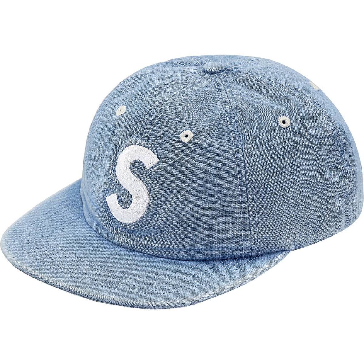 新品 未使用 国内正規品 ◆ Supreme Washed Chambray S Logo 6-Panel デニムカラー ◆ 18ss Week15 代官山店舗購入商品_画像1