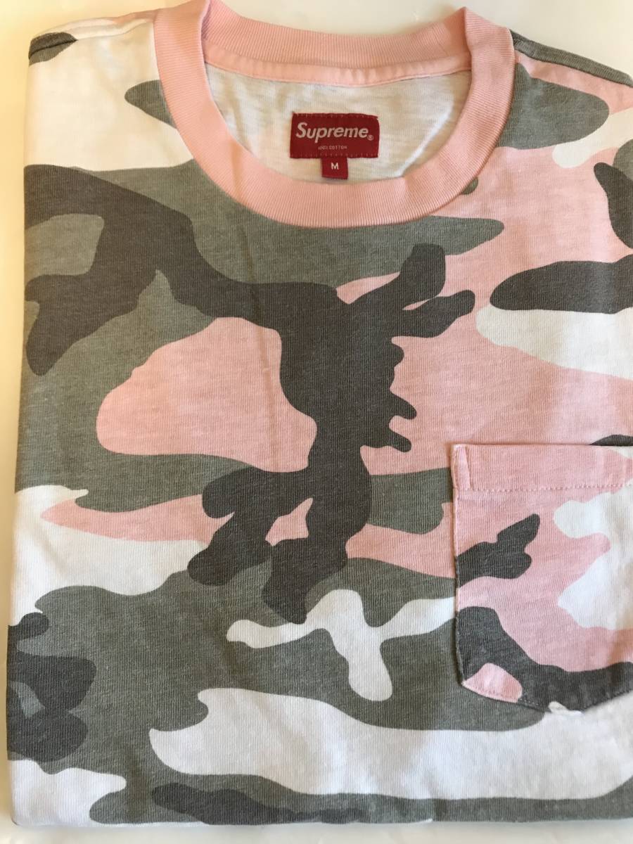 新品 未使用 国内正規品 ◆ Supreme Pocket Tee Pink/ピンク サイズM ピンク迷彩 ニューデザイン ◆ 18ss Week15 代官山店舗購入商品_画像3