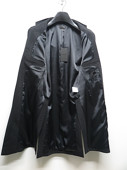 SALE30%OFF/kiryuyrik・キリュウキリュウ/Python Emboss Jersey Stand Collar Long Jacket/Black・S_画像10