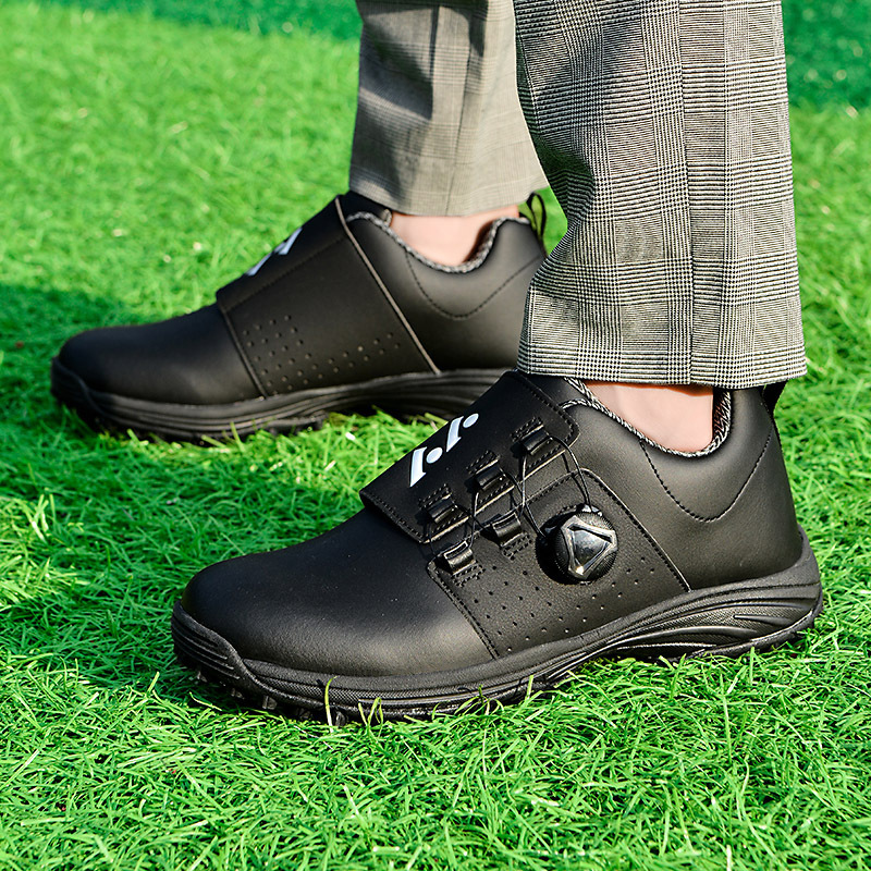 ゴルフシューズ メンズ 運動靴 ウォーキングシューズ 超軽量 履きやすい アウトドア ダイヤル式 防水 防滑 耐磨 絶賛 黒 24.5cm~27.5cm_画像1