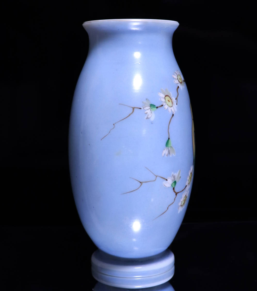 オールド・バカラ (BACCARAT) 日本趣味 レアカラー オパーリンクリスタル製 大型花瓶 ライトブルー 壺 アンティーク ジャポニスム セーブル_画像2