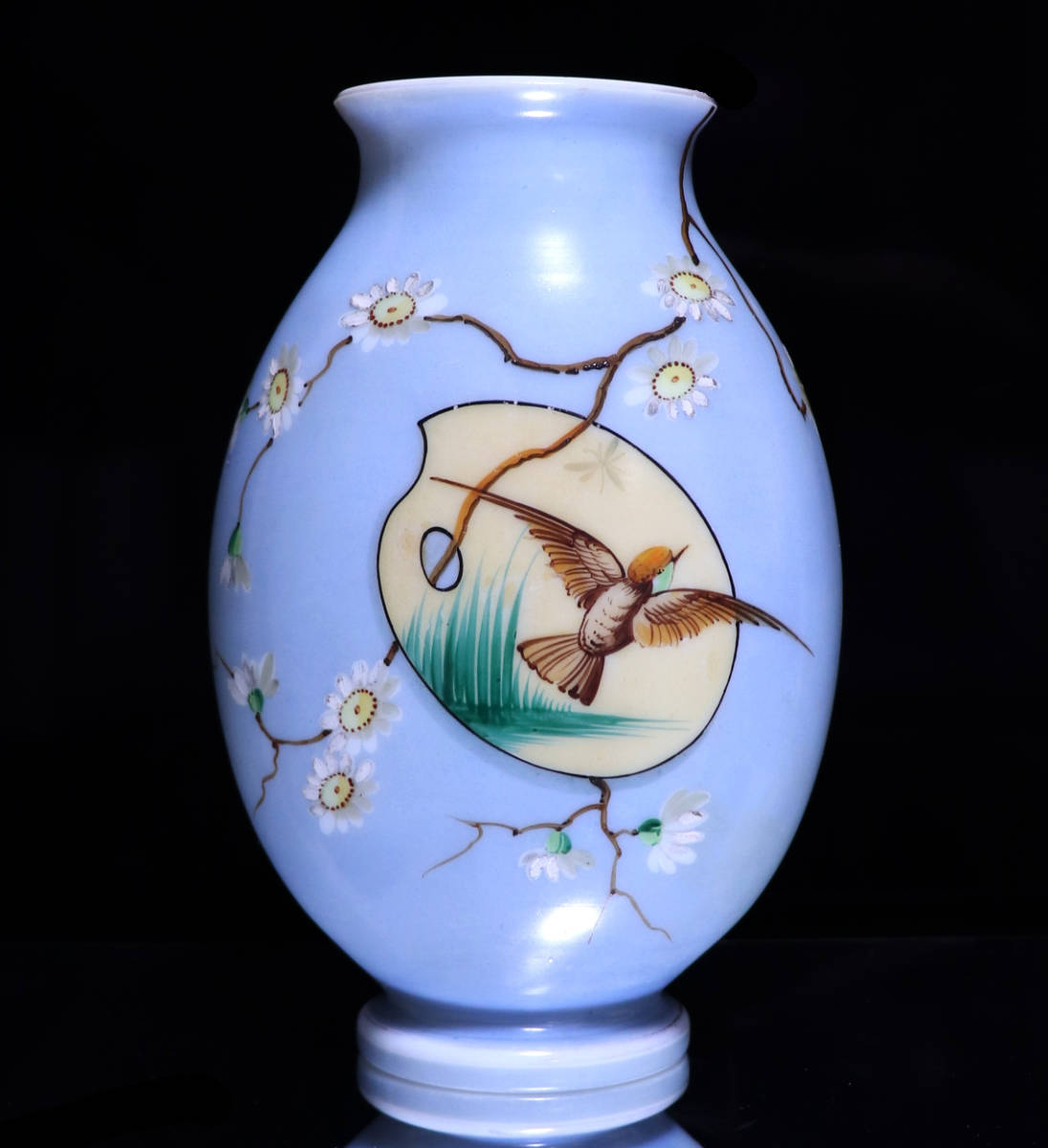 高品質の人気 オールド・バカラ セーブル ジャポニスム アンティーク 壺 ライトブルー 大型花瓶 オパーリンクリスタル製 レアカラー 日本趣味 (BACCARAT) バカラ