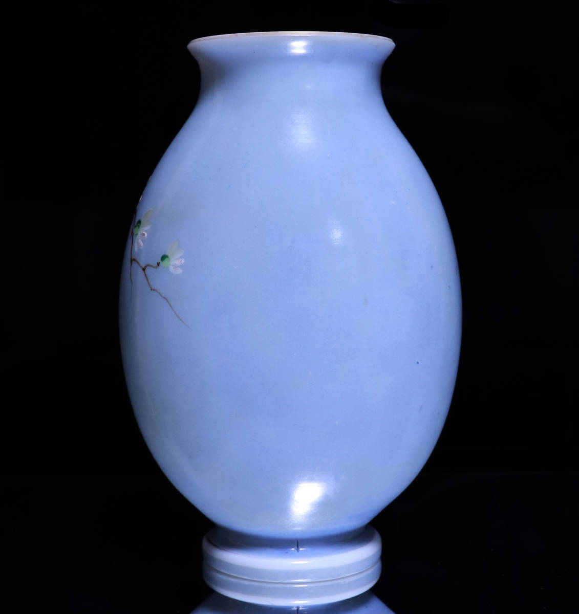 オールド・バカラ (BACCARAT) 日本趣味 レアカラー オパーリンクリスタル製 大型花瓶 ライトブルー 壺 アンティーク ジャポニスム セーブル_画像3