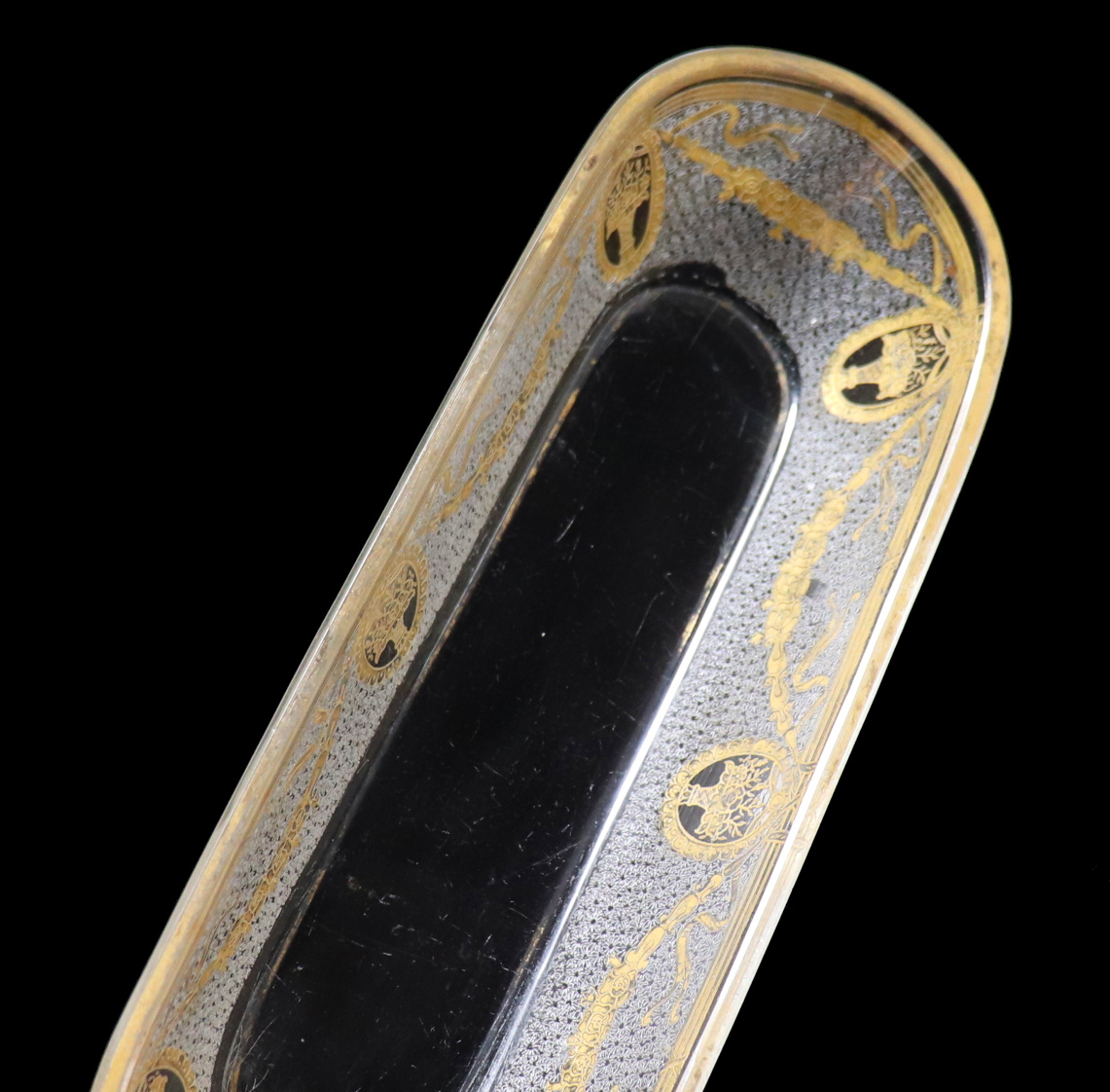 新品 】 オールド・バカラ (BACCARAT) 1900年 金彩 大型 長皿 24.5cm
