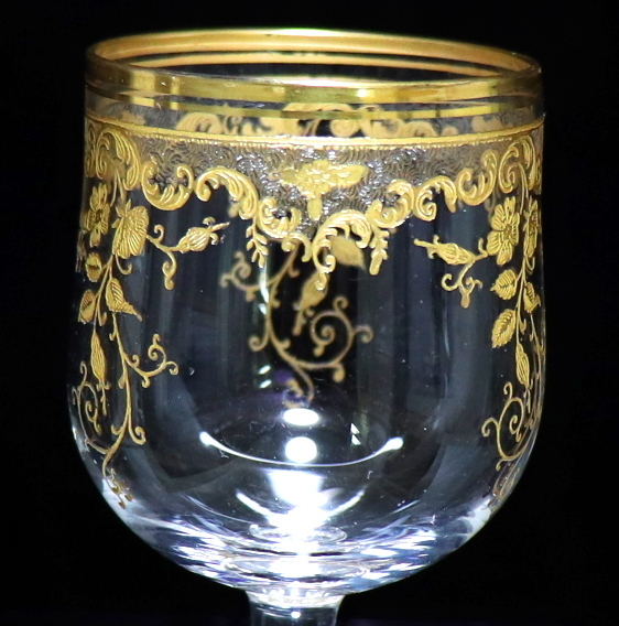 オールド・バカラ (BACCARAT) 1900年頃 金彩 ロココ調 グラス リキュール ショット カップ ポット 花瓶 ゴールド アンティーク レア 希少_画像5