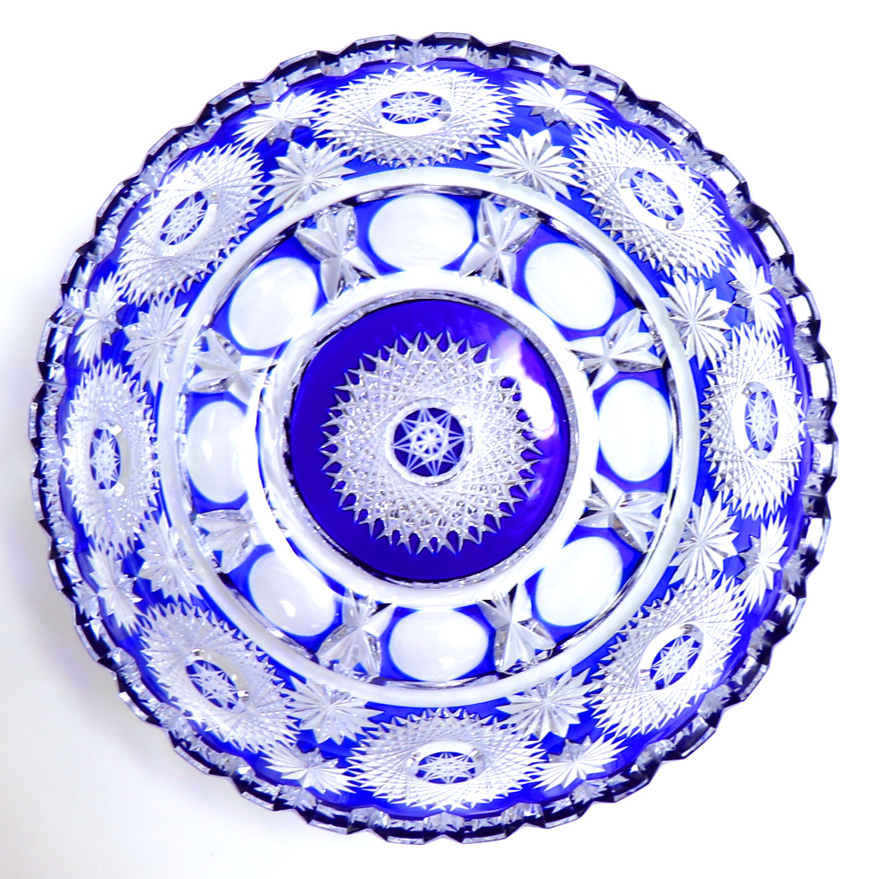 オールド・バカラ (BACCARAT) 1890年 大型 1.4kg 青色被せ 切子 オールド・バカラ (BACCARAT) 1890年 大型 1.4kg 青色被せ 切子