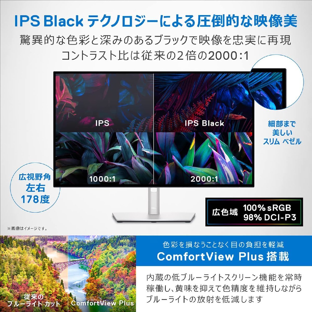 Dell U2723QE 27インチ 4K ハブモニター IPS Black/非光沢/フレームレス/縦横回転/高さ調整 DisplayHDR 400/Rec.709 2024/8まで保証有_画像4