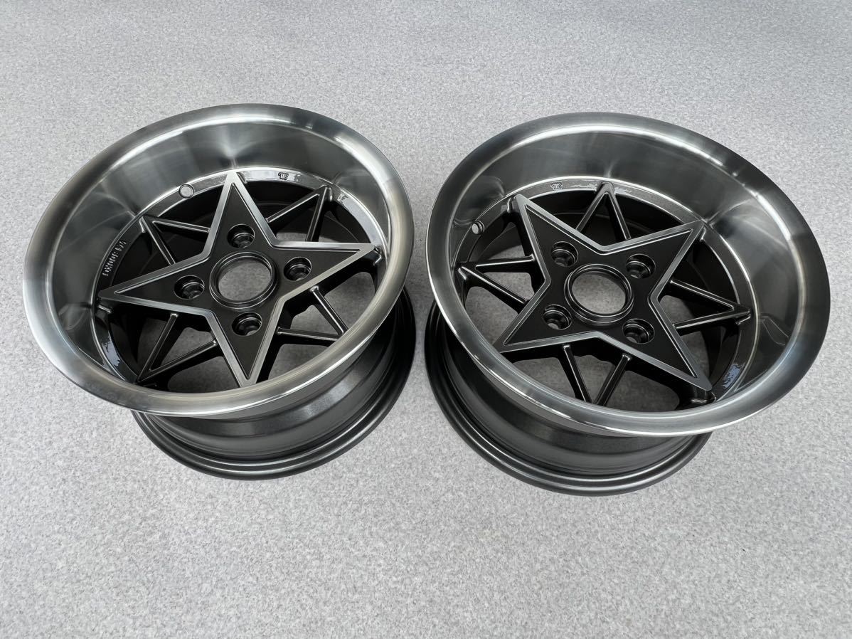 新品!!深リム!! アルミホイール2本SET!! 13inch/PCD114.3/4穴/7J/オフセット0 旧車/ハコスカ/ケンメリ/AE86/KP61/スターシャーク＆テクノ風_画像1