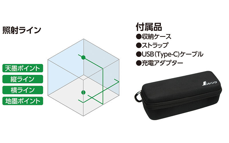 未使用品 シンワ レーザーロボ SHELL グリーン 70827 レーザー墨