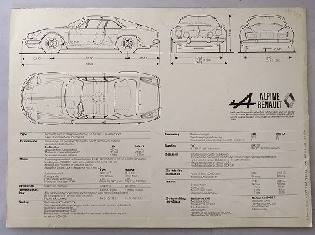  Renault Alpine belrinetta 1300 1600SX catalog BERLINETTE ALPINE RENAULT A110 secondhand book * prompt decision * free shipping control N 4695Fa