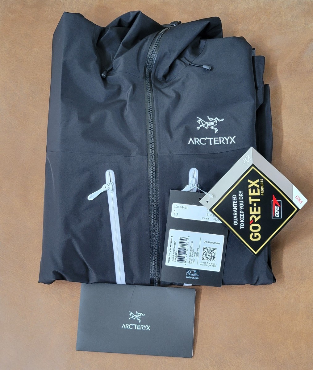 Msize ARC'TERYX Alpha SV Jacket アークテリクス アルファSV Orca BLACK/WHITE GORE-TEX　新品未使用　バードエイド付属　正規店購入