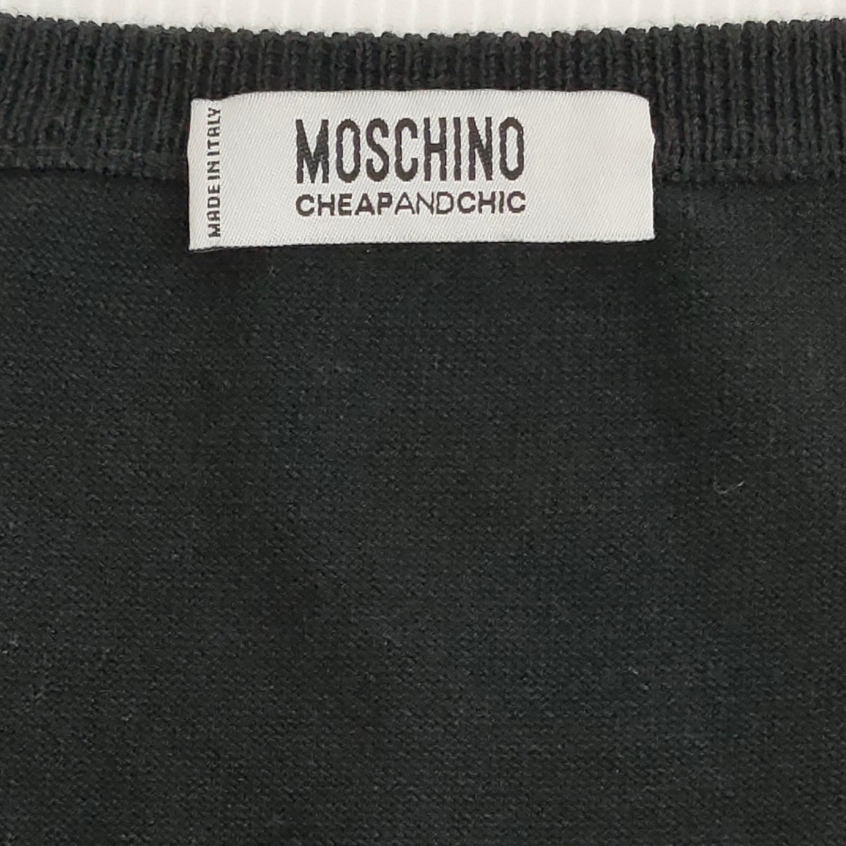 【イタリア製】MOSCHINO / モスキーノ レディース キャミトップ ノースリーブ ブラック S-Mサイズ相当 シルク混合 かわいい I-2311_画像4