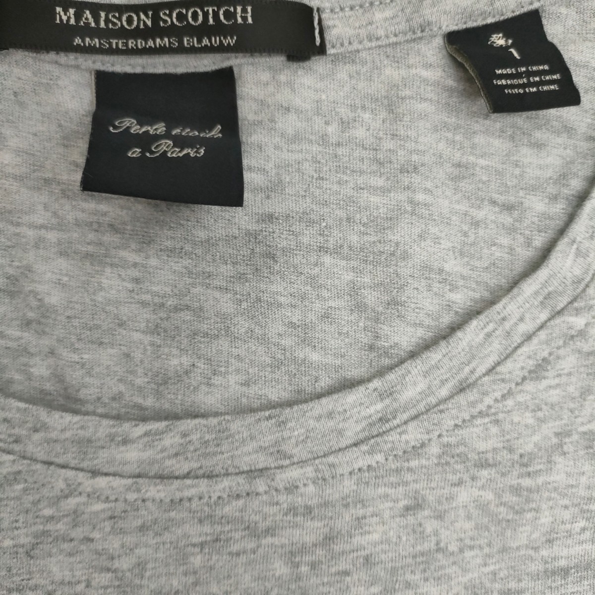 MAISON SCOTCH / メゾンスコッチ レディース 半袖Tシャツ フレンチスリーブ グレー 1サイズ 少し大きめ 薄手 春夏 I-2376_画像3